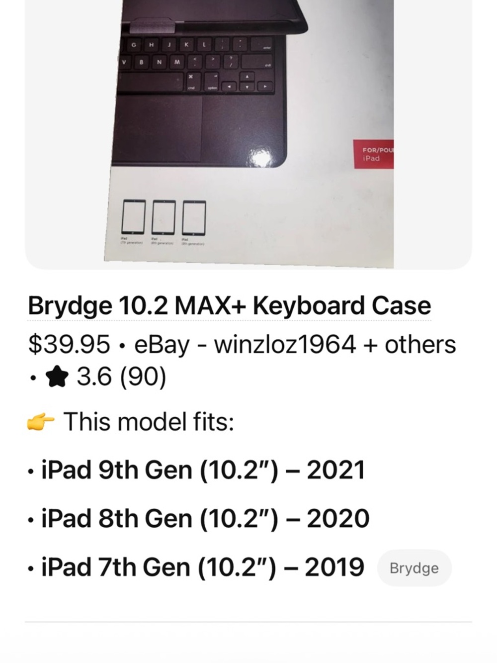 10.2" MAX+ Keyboard Case for iPad - Black does not come with a charger